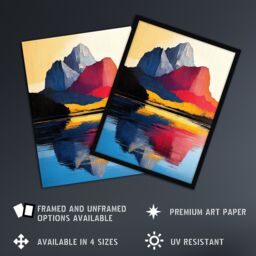 Artery8 Mount Assiniboine Abstract Mountain Lake Landscape Framed Art Print - Size: A4 - thumbnail 2
