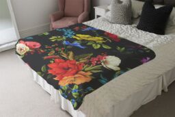 Benjamin Tate Design Bright Vibrant Flowers Blanket in Natural - Size: 120 cm x 150 cm - thumbnail 3