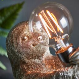 Loops 2 PACK Vintage Silver Sloth Table Light - Resin Figure - Chrome Lamp Holder in Metallics - thumbnail 4