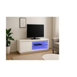 FORGEVIO High Gloss TV Unit Wide 1 Door Tv Cabinets in White - thumbnail 3