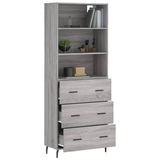 Berkfield Home Highboard Grey Sonoma 69.5x34x180 cm Engineered Wood - image 1