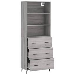 Berkfield Home Highboard Grey Sonoma 69.5x34x180 cm Engineered Wood - thumbnail 4