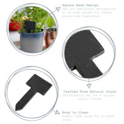 Nicola Spring Slate Plant Markers - 6 x 12cm - Natural - Pack of 6 in Grey - Size: 6 x 12 cm - thumbnail 2