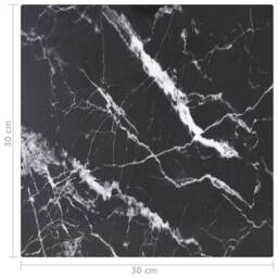 Berkfield Home Table Top Black 30x30 cm 6 mm Tempered Glass with Marble Design - thumbnail 5