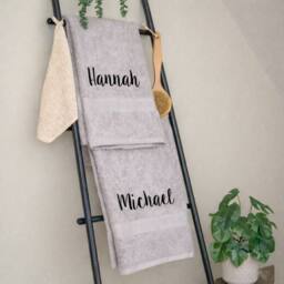 Duncan Stewart Personalised Luxury Cotton Hand Towel in Silver - thumbnail 5