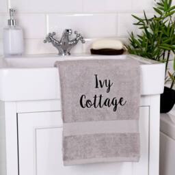 Duncan Stewart Personalised Luxury Cotton Hand Towel in Silver - thumbnail 1