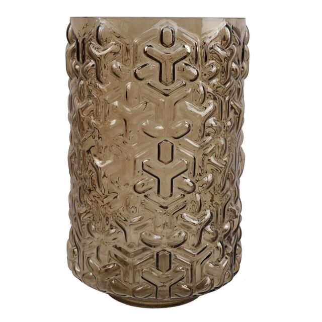 Leaf Glass Vase Embossed Chestnut Glass Vase 26cm Botanik in Dark Brown - image 1