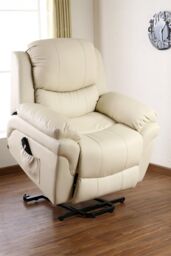 More4Homes Madison Single Motor Electric Rise Recliner Bonded Leather Lift Chair in Cream