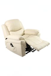 More4Homes Madison Single Motor Electric Rise Recliner Bonded Leather Lift Chair in Cream - thumbnail 3