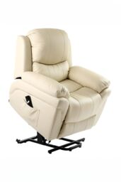 More4Homes Madison Single Motor Electric Rise Recliner Bonded Leather Lift Chair in Cream - thumbnail 4
