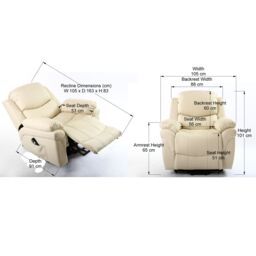 More4Homes Madison Single Motor Electric Rise Recliner Bonded Leather Lift Chair in Cream - thumbnail 7