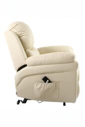 More4Homes Madison Single Motor Electric Rise Recliner Bonded Leather Lift Chair in Cream - thumbnail 5