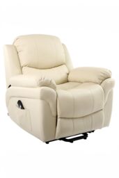 More4Homes Madison Single Motor Electric Rise Recliner Bonded Leather Lift Chair in Cream - thumbnail 2