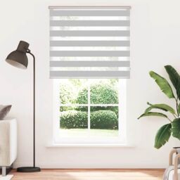 Berkfield Home Zebra Blind Light Grey 130x200 cm Fabric Width 125.9 cm Polyester - thumbnail 2