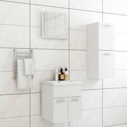 Berkfield Home Bathroom Furniture Set White Engineered Wood - thumbnail 1