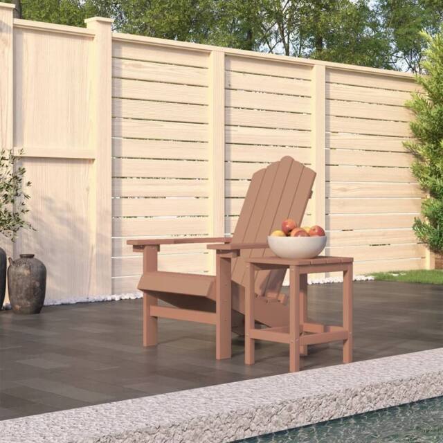 Berkfield Home Garden Adirondack Chair with Table HDPE Brown - image 1