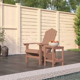 Berkfield Home Garden Adirondack Chair with Table HDPE Brown - thumbnail 1