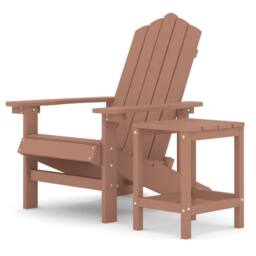 Berkfield Home Garden Adirondack Chair with Table HDPE Brown - thumbnail 2