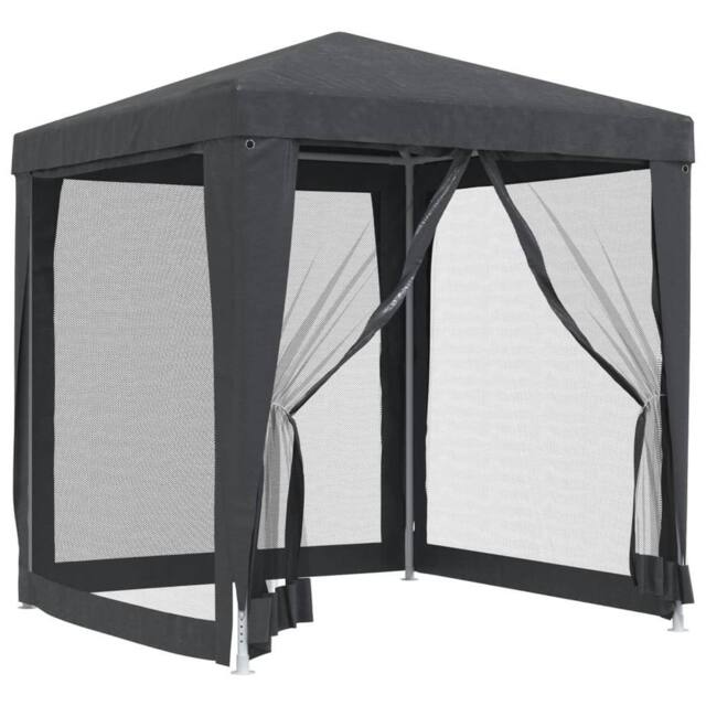 Berkfield Home Party Tent with 4 Mesh Sidewalls Anthracite 2x2 m HDPE in Charcoal - image 1