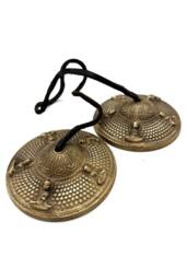 KDMD Tibetan Tingsha Bell Five Buddhas Meditation Cymbals 9.5cm in Gold - thumbnail 1