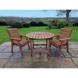 Churnet Valley Garden Furniture Ltd Valley 2 Seat Round Set 2XC - Timber - Minimal Assembly Required in Brown - thumbnail 1
