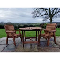 Churnet Valley Garden Furniture Ltd Valley 2 Seat Round Set 2XC - Timber - Minimal Assembly Required in Brown - thumbnail 6