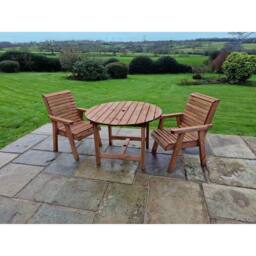 Churnet Valley Garden Furniture Ltd Valley 2 Seat Round Set 2XC - Timber - Minimal Assembly Required in Brown - thumbnail 5