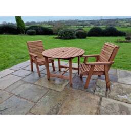 Churnet Valley Garden Furniture Ltd Valley 2 Seat Round Set 2XC - Timber - Minimal Assembly Required in Brown - thumbnail 4