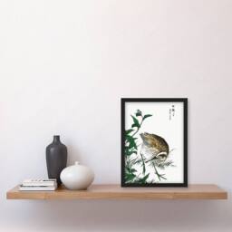 "Artery8 Greenshank & Bupleurum Japanese Vintage Framed Wall Art Print Kashu - Size: W12"" x H16""" - thumbnail 4