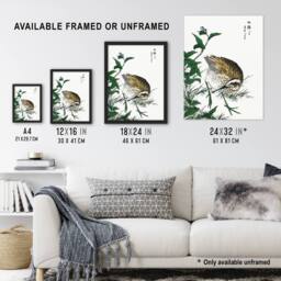 "Artery8 Greenshank & Bupleurum Japanese Vintage Framed Wall Art Print Kashu - Size: W12"" x H16""" - thumbnail 3