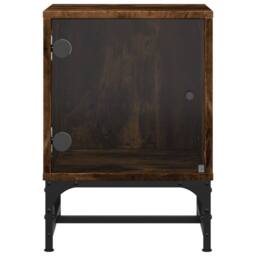 Berkfield Home Bedside Cabinets with Glass Doors 2 pcs Smoked Oak 35x37x50 cm in Brown - Size: 35 x 37 x 50 cm - thumbnail 7