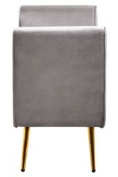 Orsina Velvet Bench with Gold Finish legs, Comfy Padded Seat Velvet Seat, Built to Last Bedroom Bench in Grey - thumbnail 4