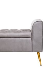 Orsina Velvet Bench with Gold Finish legs, Comfy Padded Seat Velvet Seat, Built to Last Bedroom Bench in Grey - thumbnail 5