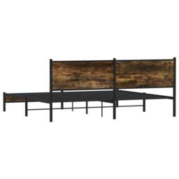 Berkfield Home Metal Bed Frame without Mattress Smoked Oak 200x200 cm in Brown - thumbnail 7