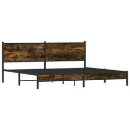 Berkfield Home Metal Bed Frame without Mattress Smoked Oak 200x200 cm in Brown - thumbnail 4