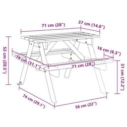 Berkfield Home Picnic Table for 4 Kids with Umbrella Hole Solid Wood Fir in Brown - thumbnail 8