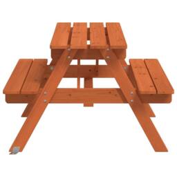 Berkfield Home Picnic Table for 4 Kids with Umbrella Hole Solid Wood Fir in Brown - thumbnail 5
