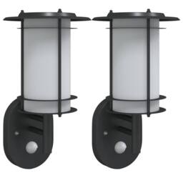 Berkfield Home Outdoor Wall Lights with Sensors 2pcs Black Stainless Steel - thumbnail 3