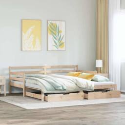 Berkfield Home Versatile Daybed with Trundle & Drawers without Mattress 90x200 cm in Light Tan - thumbnail 2