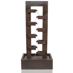 Primrose Corbino 8 Tier Cascading Wall Zinc Water Feature with Lights 109cm in Bronze - thumbnail 1