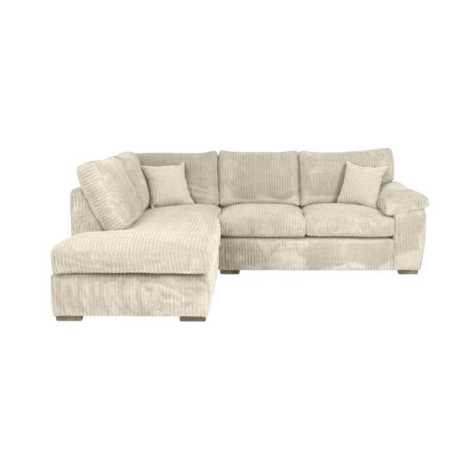 Bliss Furniture Jumbo Cord L Shape 4 Seater Left Hand Corner Sofa in Cream - Size: 4 Person - image 1