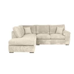 Bliss Furniture Jumbo Cord L Shape 4 Seater Left Hand Corner Sofa in Cream - Size: 4 Person