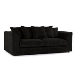 Furnishings For Less UK Luxor Jumbo Cord 3 + 2 Fabric Sofa Suite in Black - thumbnail 2