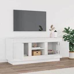 Berkfield Home TV Cabinet White 102x35x45 cm Engineered Wood - Size: 102 x 35 x 45 cm - thumbnail 3