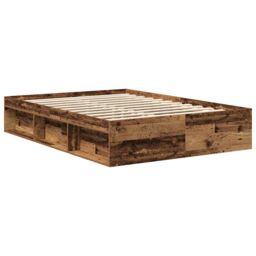 Berkfield Home Bed Frame without Mattress Old Wood 120x200cm Engineered Wood in Brown - Size: Small Double - thumbnail 4