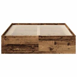 Berkfield Home Bed Frame without Mattress Old Wood 120x200cm Engineered Wood in Brown - Size: Small Double - thumbnail 5