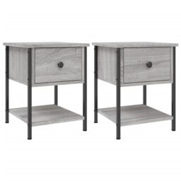 Berkfield Home Bedside Tables 2 pcs Grey Sonoma 34x35.5x45 cm Engineered Wood - thumbnail 2
