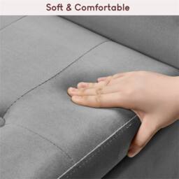 Kelvenix Light Grey Velvet Storage Ottoman Seat Stool Bench - Size: 0.6m2 - thumbnail 3