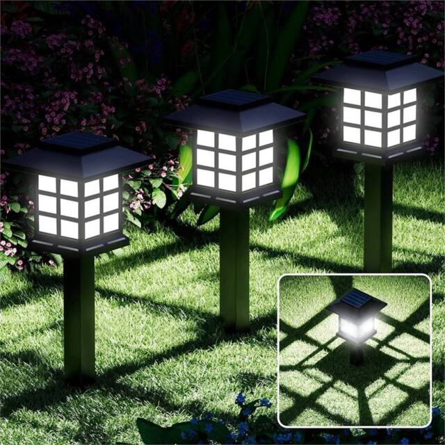 VOGREX 6 PACK LED Solar Garden Lights, Cold White Pathway Lighting in Cool White - image 1
