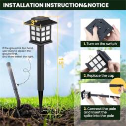 VOGREX 6 PACK LED Solar Garden Lights, Cold White Pathway Lighting in Cool White - thumbnail 3